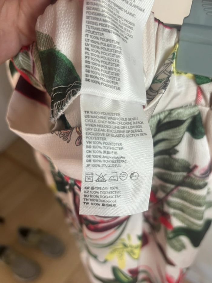 Pantalon léger H&M en polyester fleuri blanc taille L/40 - photo numéro 8