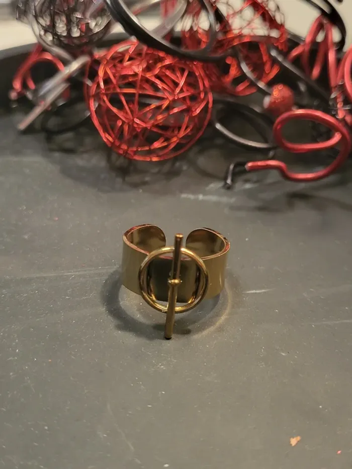 Bague ajustable acier inoxydable Hip-hop Dorée - photo numéro 4