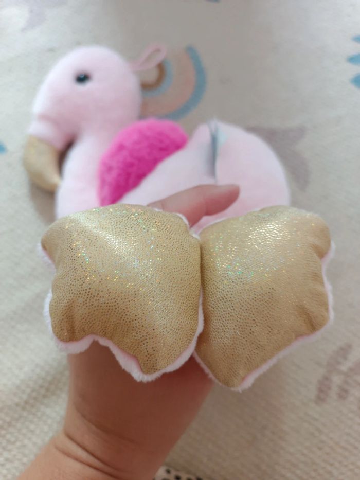 Peluche Flamant rose pailletés 25cm the home deco kids - photo numéro 5