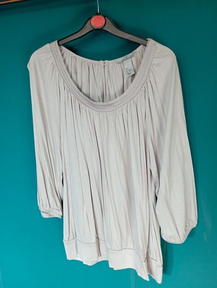 Tee shirt beige clair manches 3/4