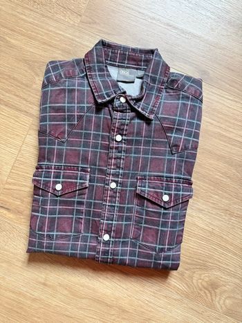 Chemise manches longues Asos à carreaux bordeaux et marine