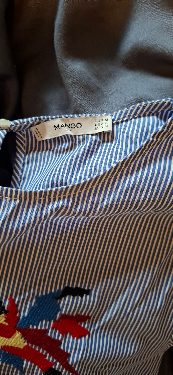 Haut à rayures bleues à broderie T.38 Mango - photo numéro 7