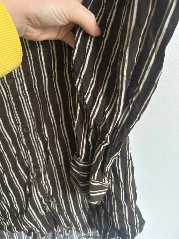 Jolie chemise style velours à rayures marron • Armand Thiery • Taille XL/42 - photo numéro 10