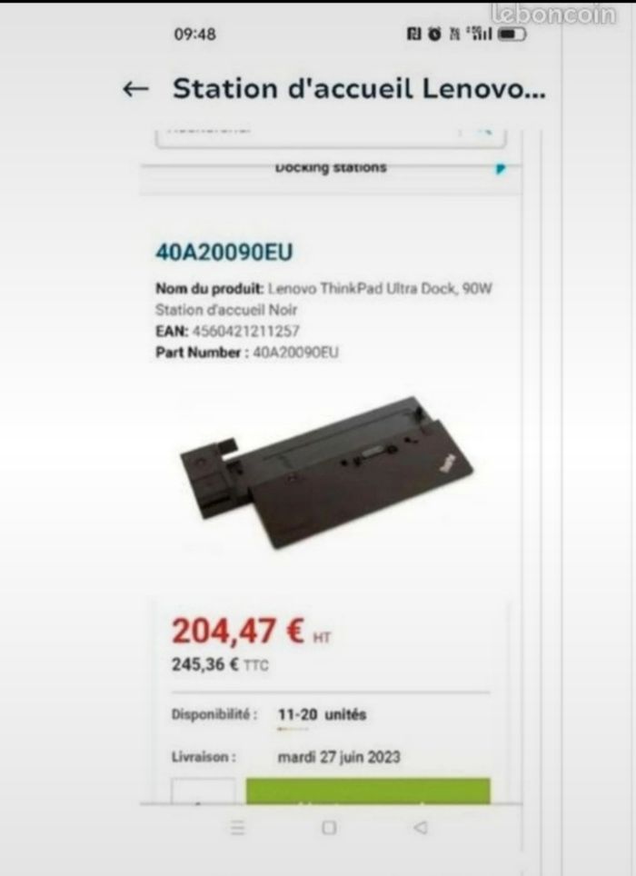 Station d'accueil Lenovo ultra dock neuve - photo numéro 3