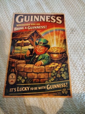 Plaque publicitaire motif guiness neuf