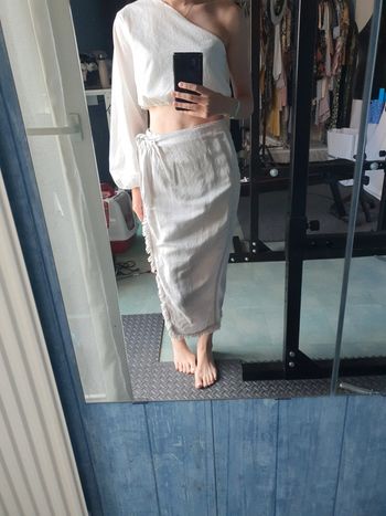 Jupe beige en lin
