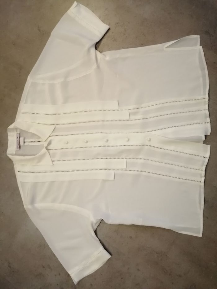 chemisier manches courtes blanc taille 38-40 ester ken neuf - photo numéro 2