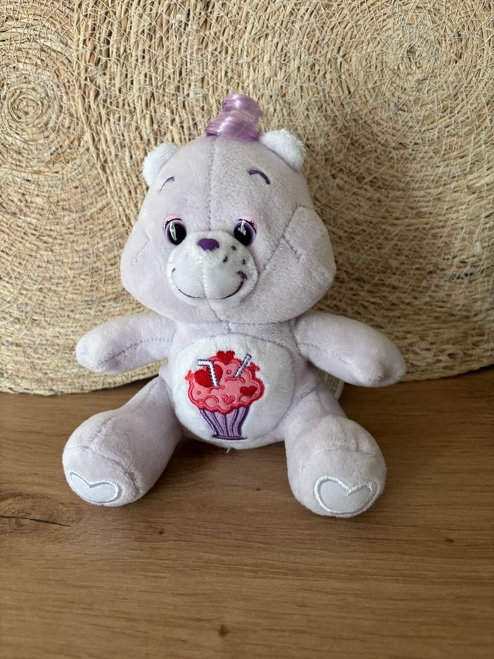 Doudou bisounours tougentille violet blanc milkshake care bears - photo numéro 2