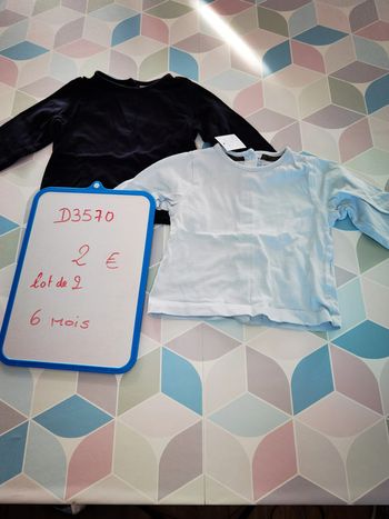 D3570 - lot de 2 tee-shirt garçon 6 mois