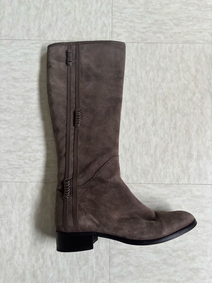 Bottes cavalière en daim vintage petit prix doublé cuir marron taille 40 - Topy - photo numéro 2