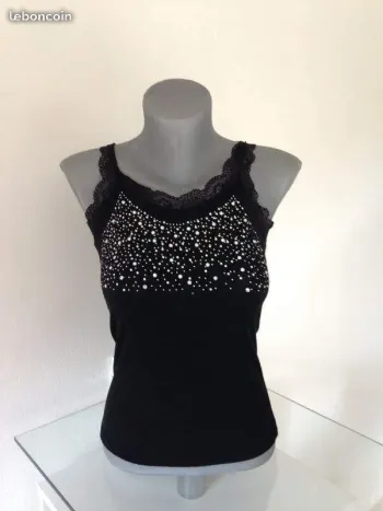 Top noir pailleté