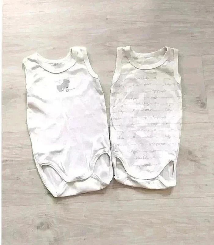 Lot de 2 body mixte garçon fille en coton blanc sans manches Absorba 12 mois
