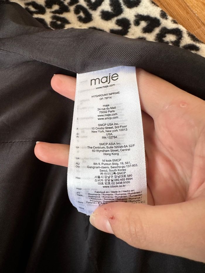 Manteau Maje taille 36 motifs léopard noir et blanc cassé - photo numéro 7