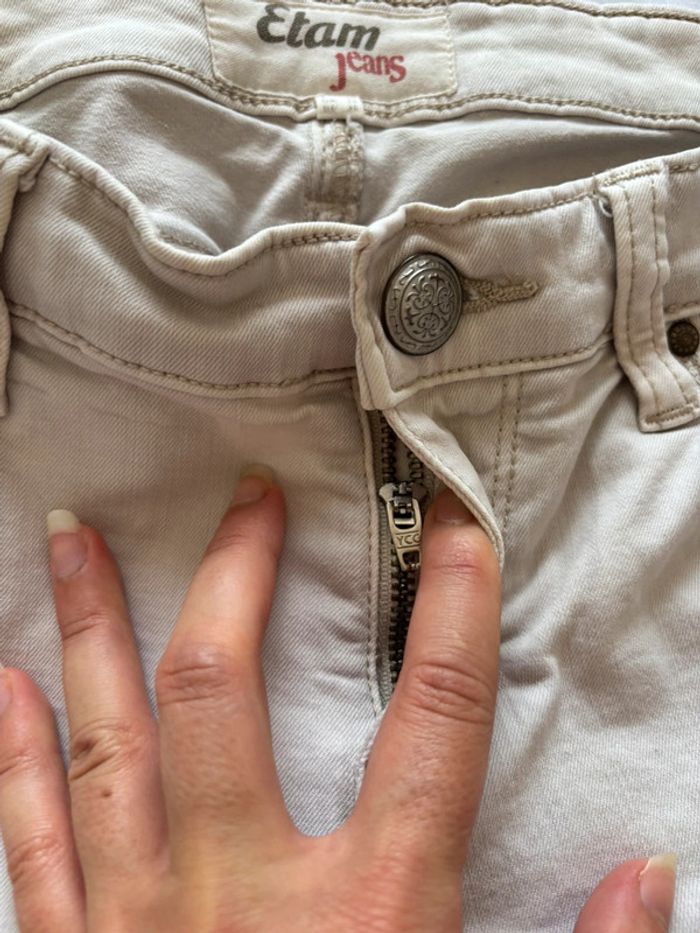 Jean etam jeans blanc écru crème taille basse slim y2k début 2000 taille M/38 - photo numéro 7