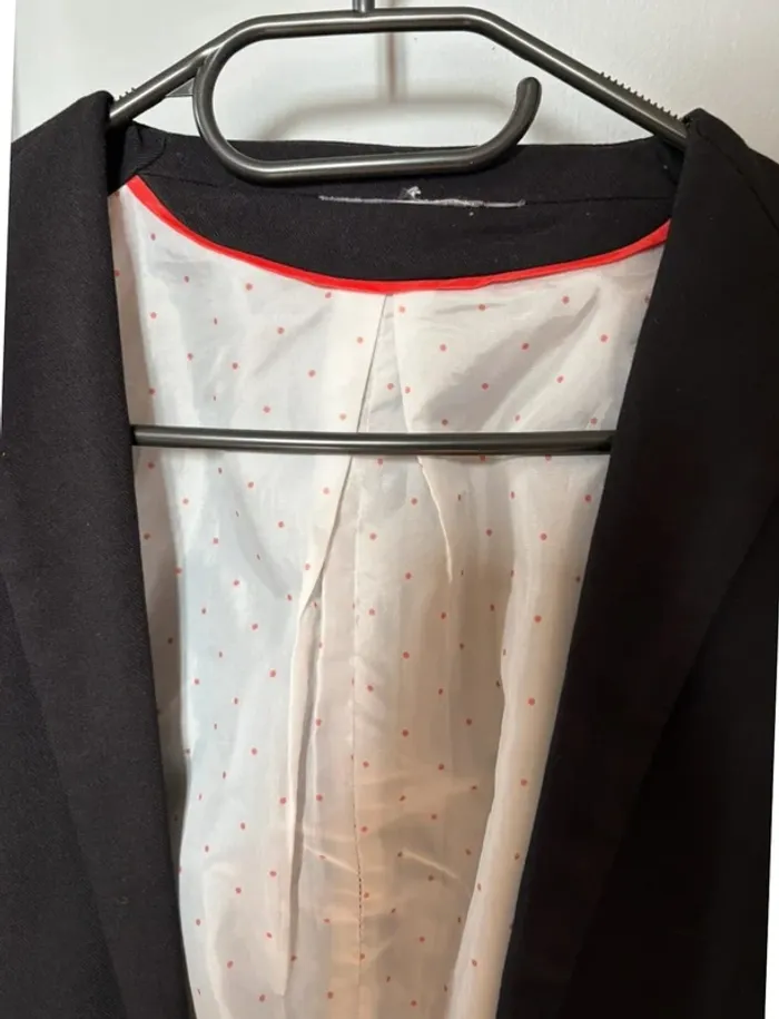 Veste noire blazer doublure pois - photo numéro 2