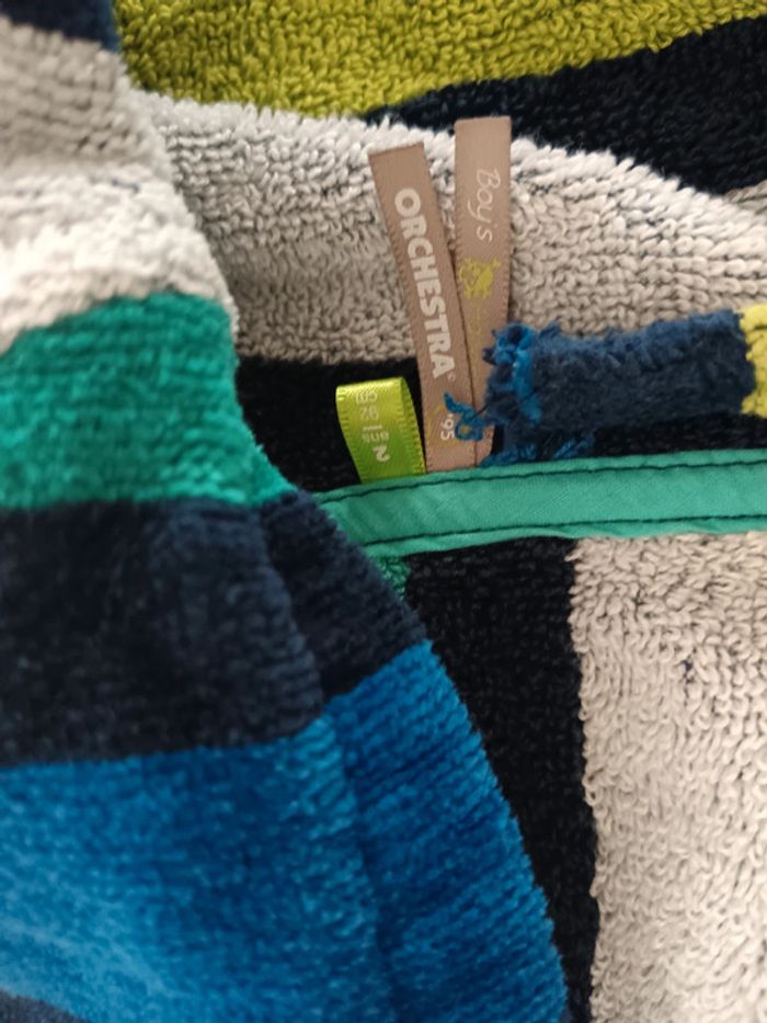 Peignoir Orchestra rayé bleu blanc vert 2 ans - photo numéro 2