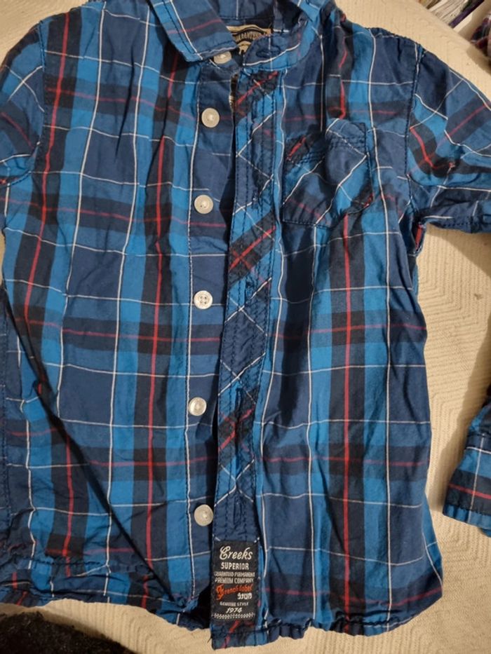 Chemise a carreaux creeks bleu 3 ans