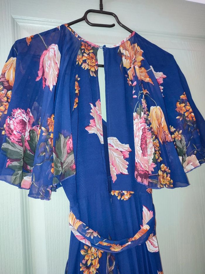 Robe longue plissée à manches évasées et à imprimé fleurs - photo numéro 5