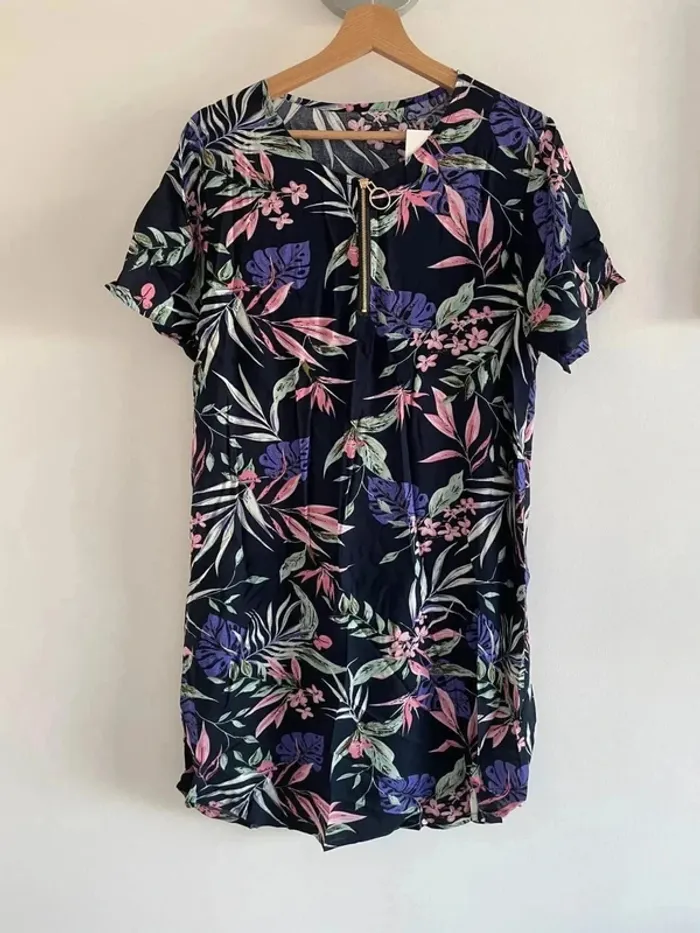 🎀 tunique/robe femme motif floral 36/38 100% coton