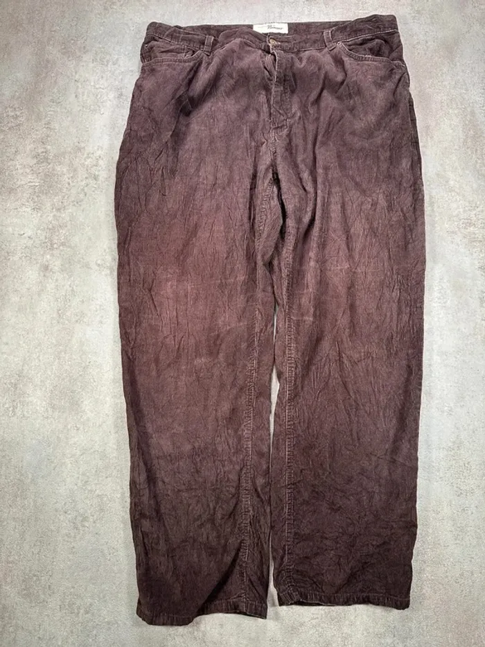Pantalon Vintage En Velours Côtelé / Corduroy penmans brun prune, coupe droite et chaud taille 42 - photo numéro 2