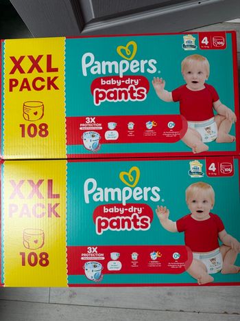 2 cartons de 108 pants Pampers T4