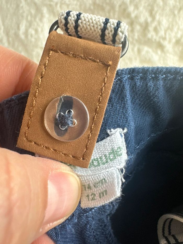 Pantalon bleu marine avec bretelle vertbaudet taille 12 mois - photo numéro 5