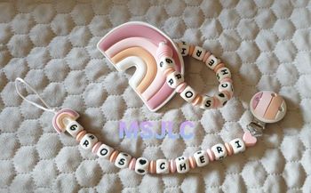 Attache tétine + hochet  Arc-en-ciel