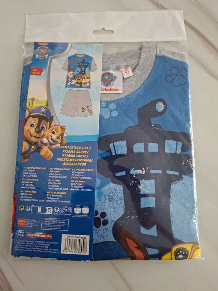 Ensemble short Tee-shirt Pat Patrouille Paw Patrol neuf avec étiquette taille 2 ans - photo numéro 2