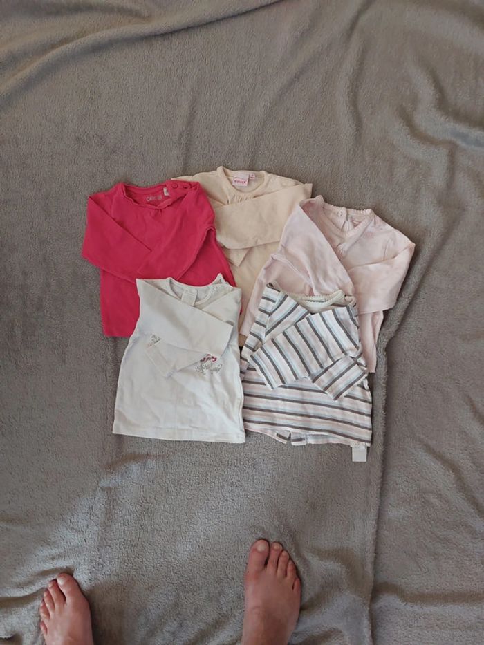 Lot 5 T-shirt manches longues fille T .6 mois - photo numéro 7