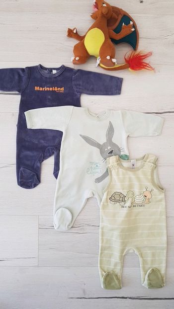 Lot de 3 pyjamas velours garçon 3mois