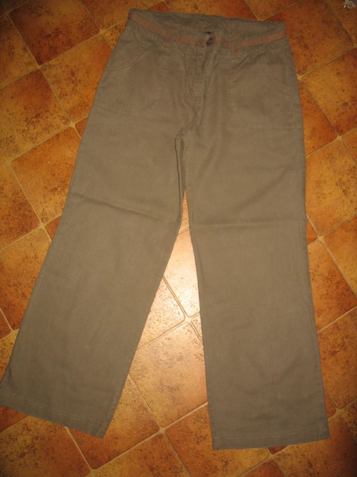 PANTALON LARGE MARRON CLAIR "KIABI WOMEN" - TAILLE 38 - n°05