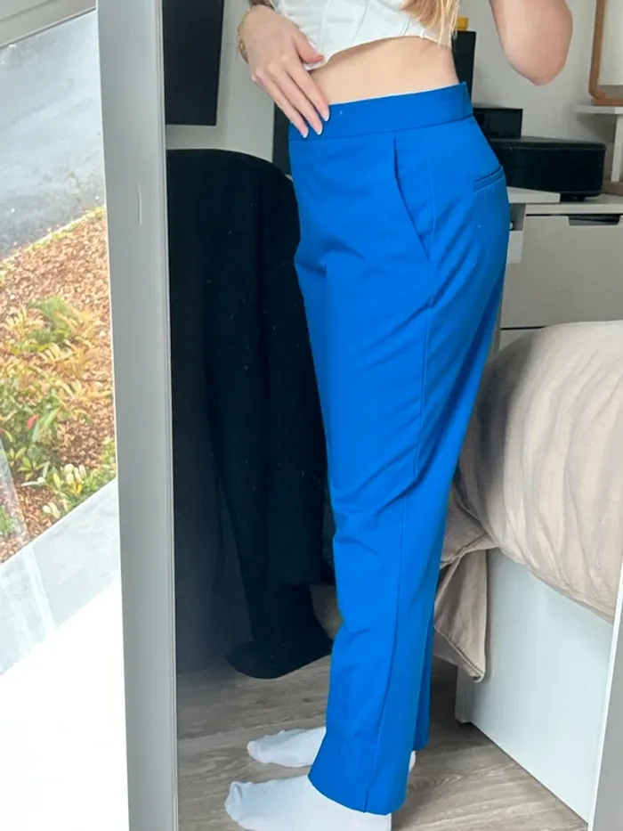 Pantalon tailleur Zara Bleu électrique taille 38 - photo numéro 3