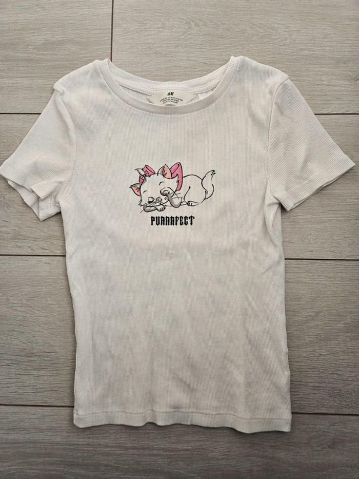 Tee shirt blanc marie des Aristochats H&M 12 14 ans