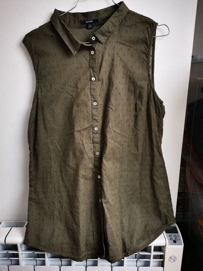 Chemise sans manches plumetis kaki kiabi L