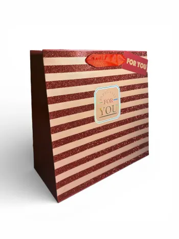 Sac cadeau Mikirei rouge et beige « Spécialement pour toi » 26 x 26 x 12 cm Neuf  