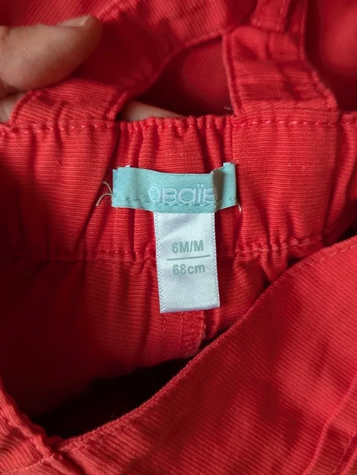 Salopette neuve rouge 6 mois #bretelles #nœud #été - photo numéro 5