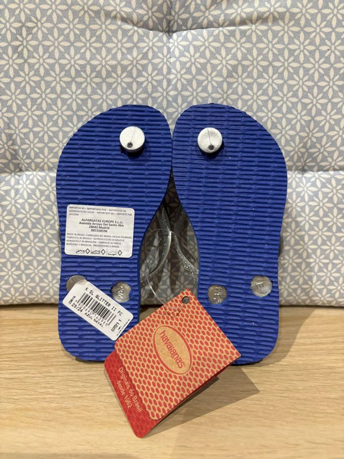 Paire de Tongs "Blue Angels Glitter" Pointure 25 / 26 EUR - photo numéro 2