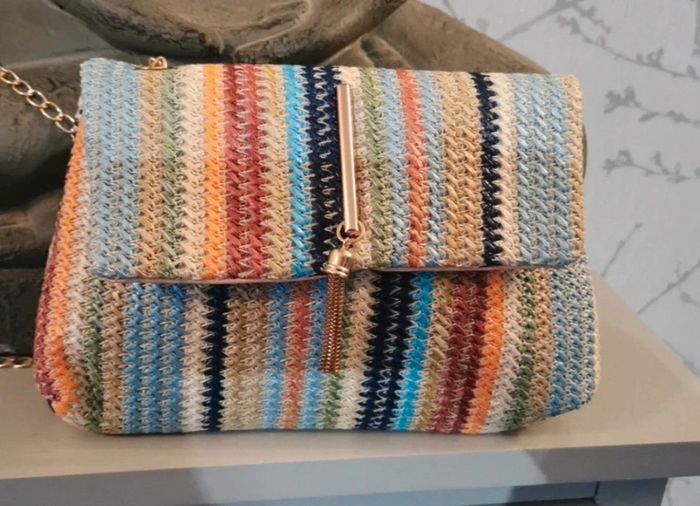 Sac en paille tendance multicolore - photo numéro 2