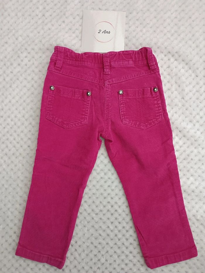 Pantalon velours côtelé rose 2A - Taille ajustable - photo numéro 4