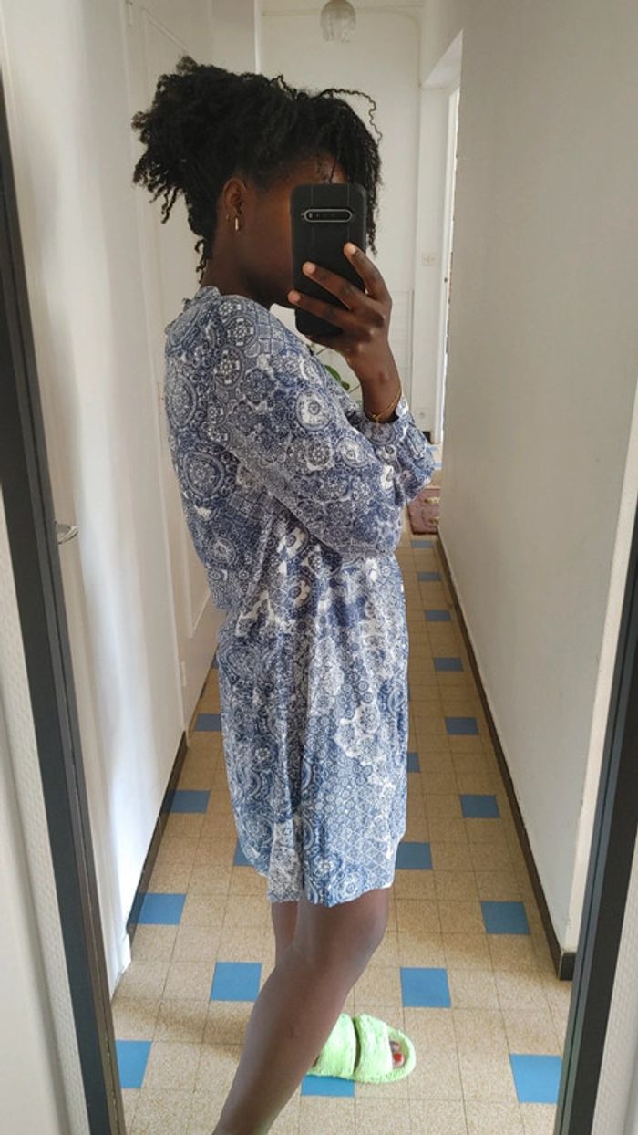 Robe casual légère à Motif bleu et blanc - photo numéro 4