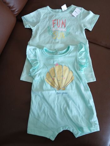 lot 2 barboteuse combishort fille tex baby 54 cm 1 mois