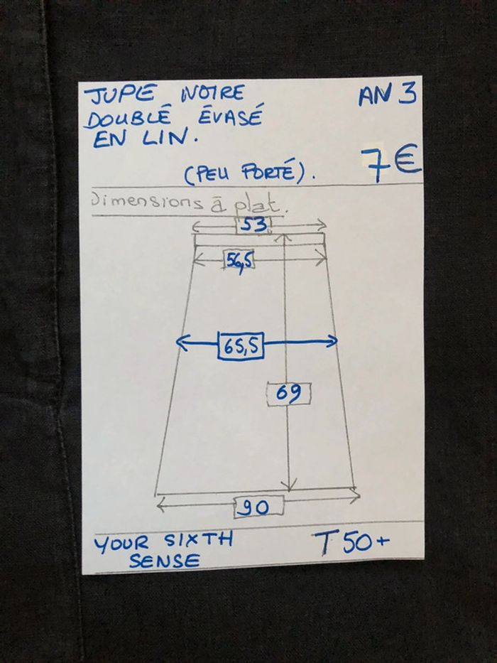 AN3- Jupe en lin doublée noire T 50 peu portée - photo numéro 11