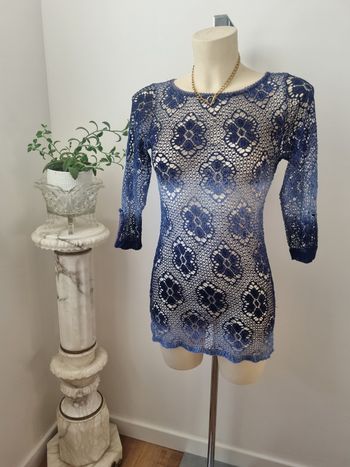 Robe crochet bleu dégradé vintage