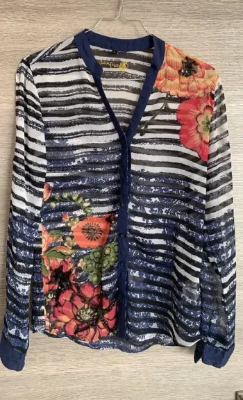 Chemise haut top Desigual 36 marin rayé