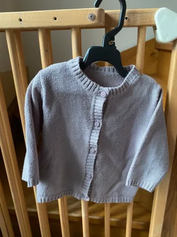 Gilet maille violet/gris 24m fille