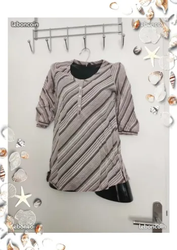 Tunique blouse rayée creeks rose 12 ans