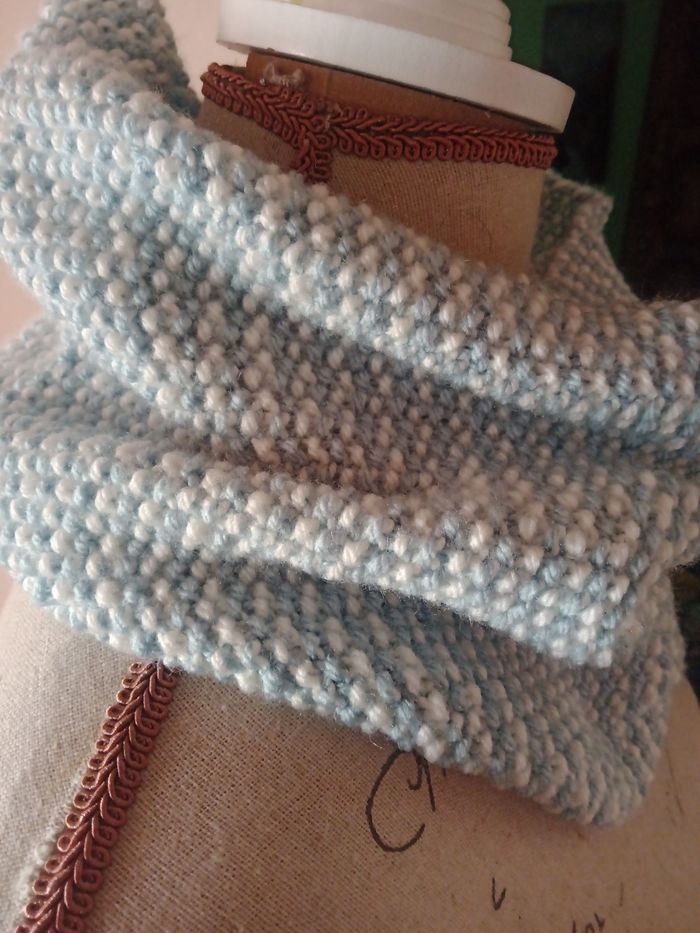 Snood bleu et blanc - photo numéro 3