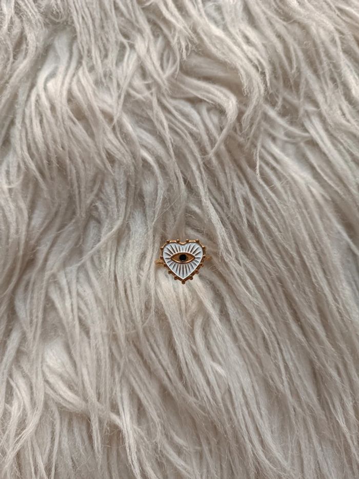 Bague blanche et dorée en acier inoxydable réglable en forme de coeur Easyclothes Neuf - photo numéro 2