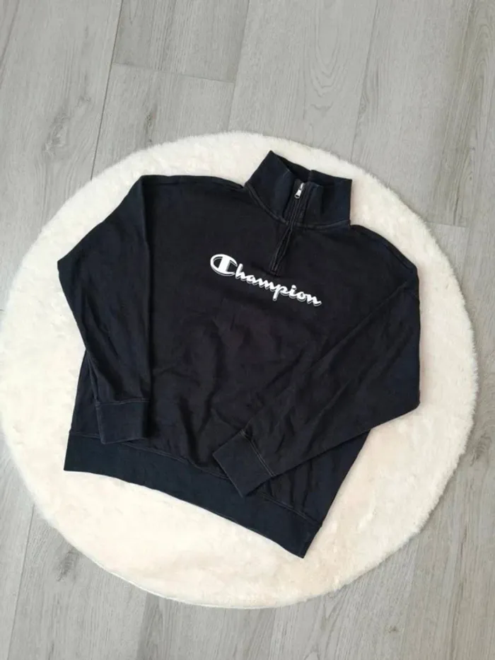 🔥 Sweat Champion noir à col zippé – Taille M 🔥 - photo numéro 2