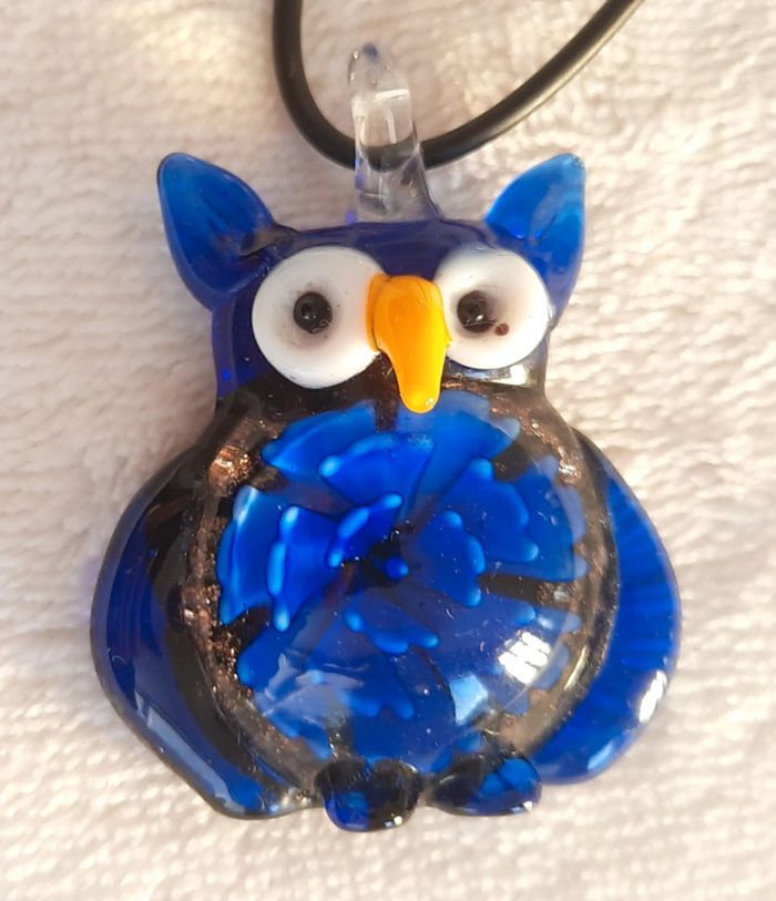 Collier hiboux verre de Murano - photo numéro 2